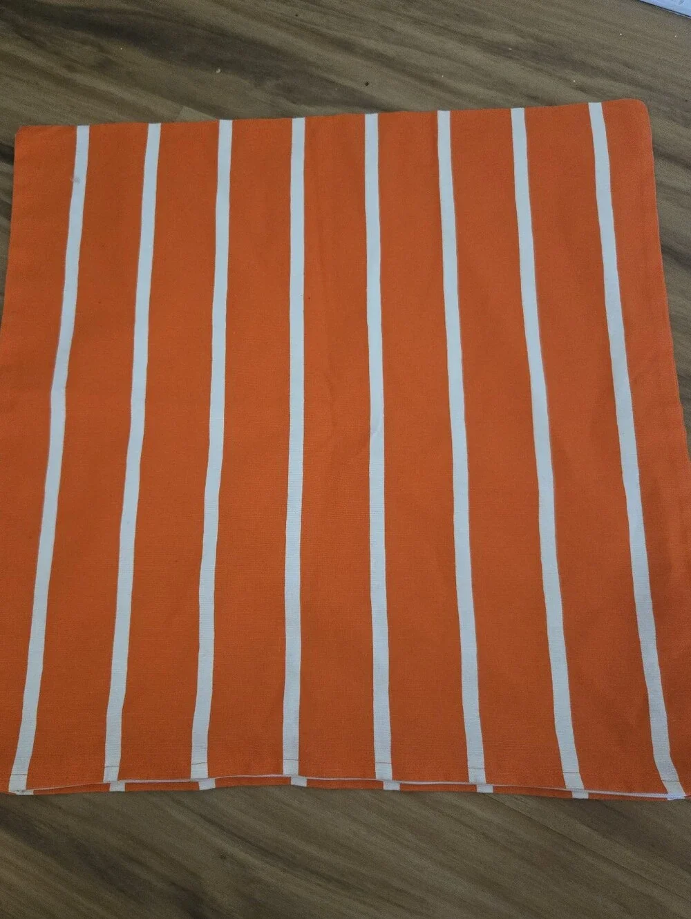 4/$15 Orange White Striped 20x20 Pillow Cover Cushion Boho Maximalist Retro